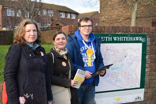 Laura, Carrie and George campaigning in Whitehawk