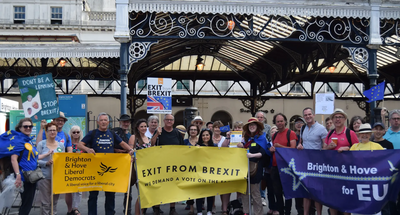 Pro-EU Groups Outside Brighton Station 2018