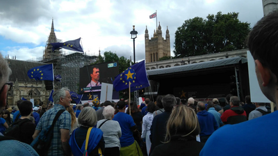 Tom Brake, Lib Dem spokesperson for Europe, addresses the crowd