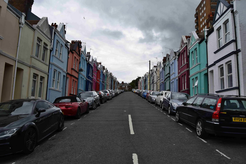 Colourful houses in Kemptown, Brighton.