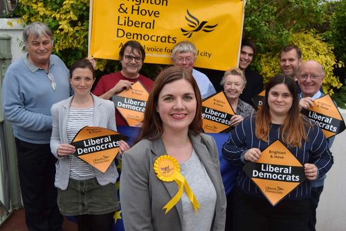 Hove candidate Carrie Hynds (2017) with party members. Kemptown candidate Emily Tester (2017) in right of shot.