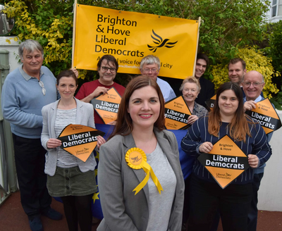 Hove candidate Carrie Hynds (2017) with party members. Kemptown candidate Emily Tester (2017) in right of shot.