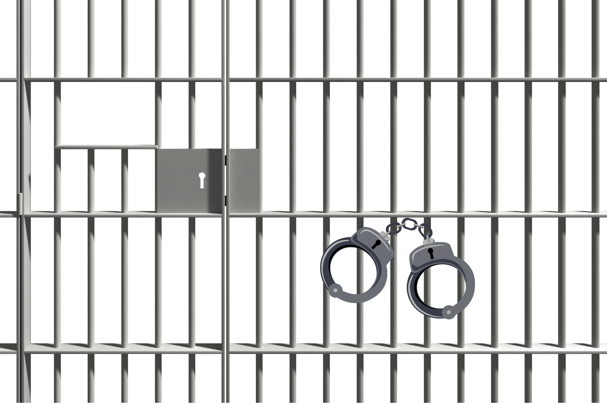 Prison bars with handcuffs